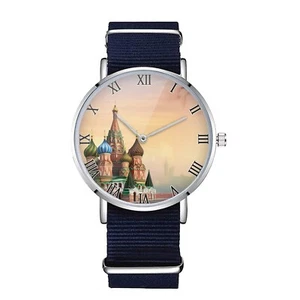 Reloj de nailon Catedral de San Basilio, arte Moscú Rusia, regalo para amantes de los viajes - Imagen 1 de 5
