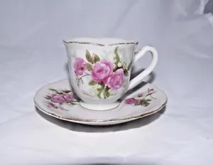 SET TAZZE E PIATTINI DEMITASSE MERIT JAPAN ROSA ROSA FLOREALE - Foto 1 di 5