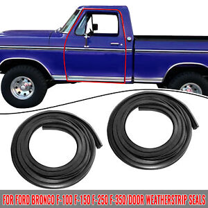 Rubber Door Seals Weatherstrip Pair Set Truck for 73-79 Ford F100 F150 F250 F350