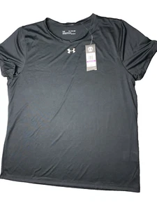 Under Armour Women's Short Sleeve Black Shirt Heatgear XXL Loose Fit - Picture 1 of 8