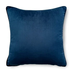 CLEARANCE Super Soft Velvet Piped Cushion Pillow, 43cm (17") Pacific Mid-Blue - Picture 1 of 3