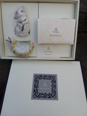 PartyLite Fresh Pickens Tealight Set with White Bunny Snuffer, Base and Candles - Image 1 of 4