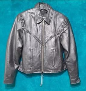 Barneys Leather Womens Jacket Medium With removable liner Braided leather Brown - Picture 1 of 10