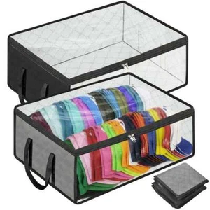 Hat Storage Dust Bag Baseball Hat Cap Organizer Clear Rack Zipper - Black/Gray - Picture 1 of 14