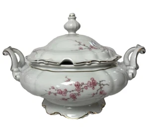 Hutschenreuther Selb Bavaria Soup Tureen Covered Bowl Cherry Blossom Flowers - Picture 1 of 7