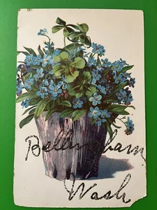 Greetings from Bellingham, Washington WA Postcard ~ Floral, Applied Glitter - Picture 1 of 2