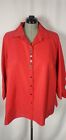 Ali Miles Womens 2X Red Satin Mismatch Button Front Tunic 3/4 Sleeve