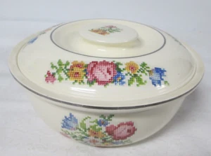 Kitchen Kraft Oven Serve Petit Point Cross Stitch Covered Casserole - Picture 1 of 6