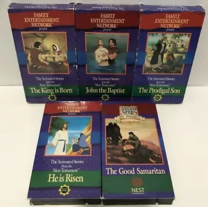 Family Entertainment Network Animated Stories from the New Testament 5 VHS Tapes - Foto 1 di 4