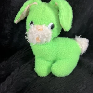 Vintage Plush Green  Bunny Rabbit Stuffed Animal - Picture 1 of 10