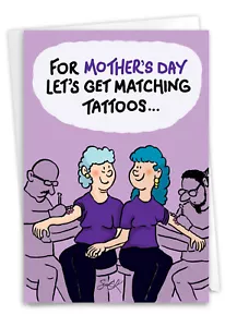 Funny Mother's Day 5"x7" Greeting Card w/ Envelope Mom Matching Tattoos - Picture 1 of 6