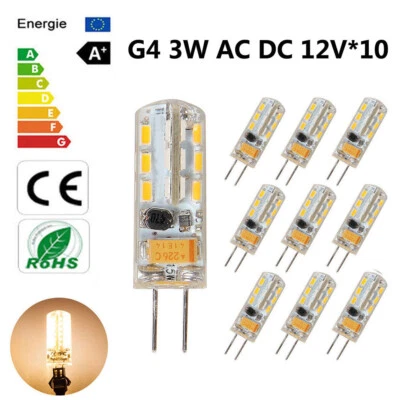 10X G4 3W LED bulbs AC/DC 12V Blanc chaud Mini Ampoule SMD 2835 Remplacer Lampe - Bild 1 von 4