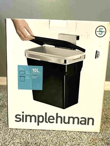 simplehuman 10L/2.6 Gal. In-Cabinet Hanging Trash Can- Black Plastic - Picture 1 of 5