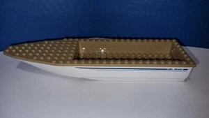 GENUINE LEGO - 2 PIECE LARGE WHITE AND BEIGE BOAT HULL In VGC - Picture 1 of 6