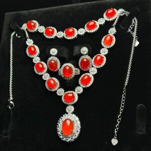 Certified Natural  10X12mm jade Jadeite bracelets&necklaces&Rings&earrings Sets