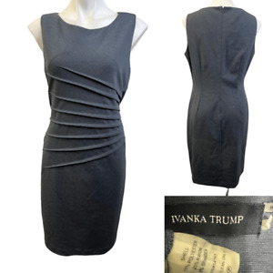 Ivanka Trump dress plus size 14 gray ruched sleeveless sheath knee length