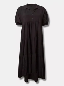 Torrid Stufen Maxi Shirt Kleid - Schwarz - Größe 1X - Neu mit Etikett - Button Down Langes Kleid - Bild 1 von 9
