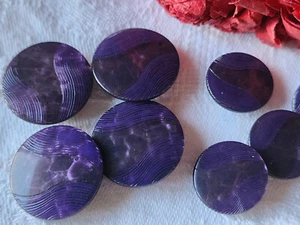 Lot 8 boutons vintage violet moucheté nacré pied 1,7 et 2,2 cm ref 5707 - Foto 1 di 4