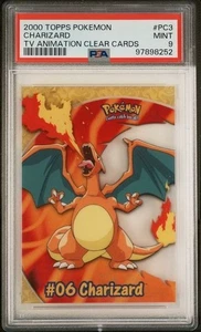 2000 TOPPS POKEMON TV ANIMATION CLEAR CARDS #PC3 CHARIZARD PSA MINT 9 - Foto 1 di 2