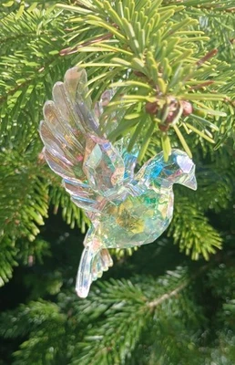 Gisela Graham Dove Christmas Tree Decoration Iridescent Flying Bird Peace Dove - Image 1 of 2