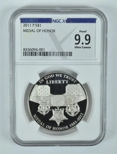 2011-P Medal Of Honor Commemorative Silver Dollar Proof 9.9 UCAM NGC X - Picture 1 of 5