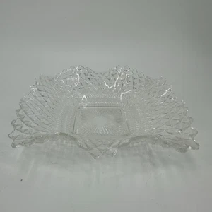 Vintage Clear Pressed Glass Ashtray - Molded Starburst Pattern MCM - Picture 1 of 5