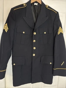 Uniforme de servicio militar masculino ASU vestido azul alistado abrigo chaqueta 40 largo clásico - Imagen 1 de 5