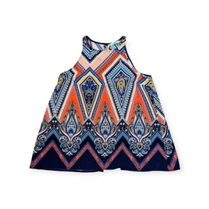 Blusa Karlie Multicolor Paisley Halter Top Sin Mangas Boho Bohemia S - Imagen 1 de 7