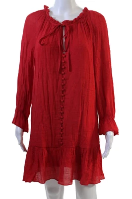 Aqua Women Red Bohemian Shift Dress Long Sleeve Knee-Length Size L - Image 1 of 4
