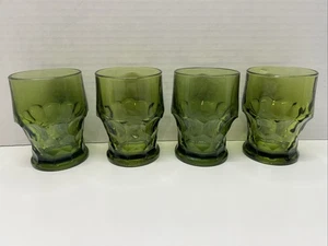 Vintage Wikinger Glas grün Georgian Waben 4er Set Tumbler Gläser 14oz 4-1/4" - Bild 1 von 4