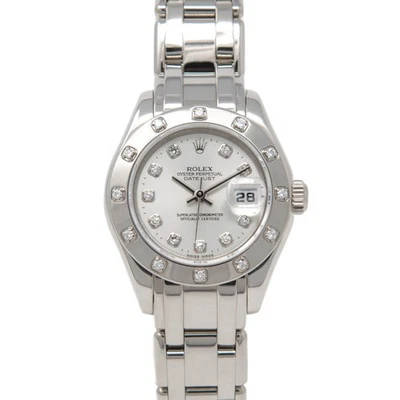 Rolex Pearlmaster 29, 80319, oro blanco, esfera plateada con diamantes, sujetador Pearlmaster... Foto 1 de 4
