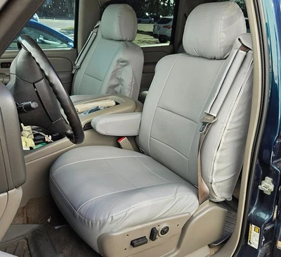 for CHEVY SUBURBAN 2000-2006 S.LEATHER CUSTOM FIT 2 FRONT SEAT COVERS 13 COLORS - Image 1 of 4