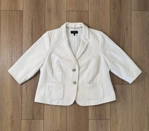 Talbots Women's Textured Floral White Button-Front Blazer Jacket 18WP Minimalist - Picture 1 of 12