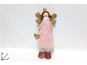 Decorazione Angelo con pelliccia Rosa h 42 cm - Foto 1 di 3