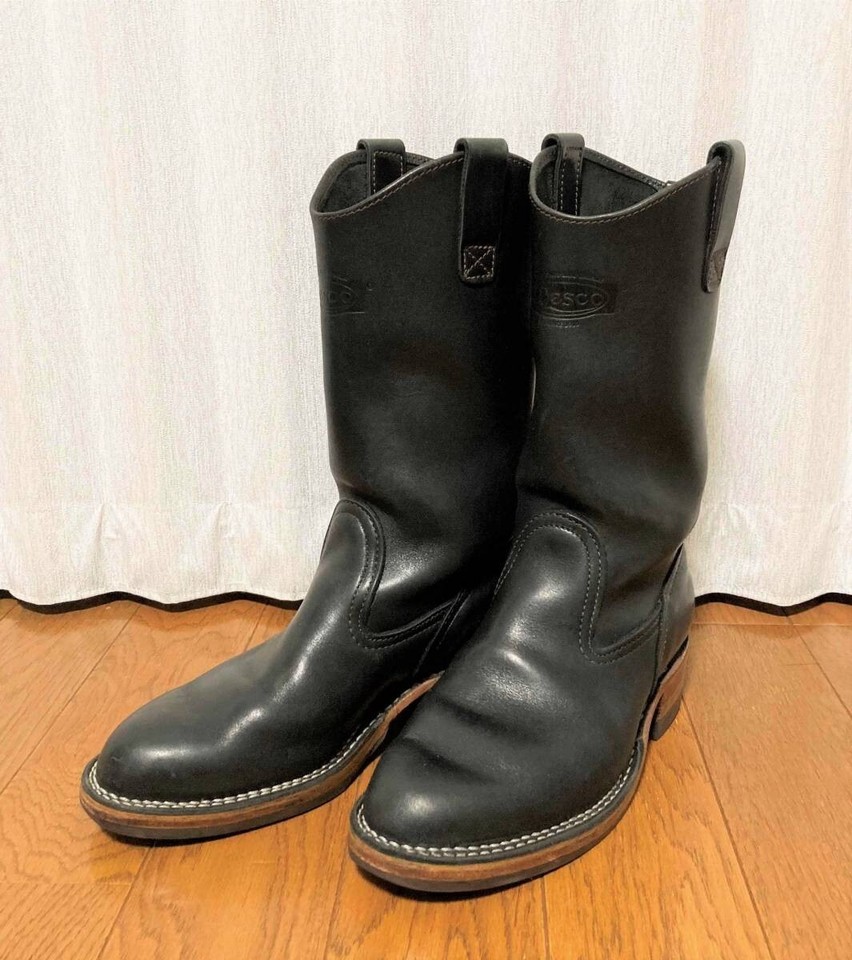 WESCO WESTERN BOSS Morrison Biker Leather Boots 7.5E Black Used 