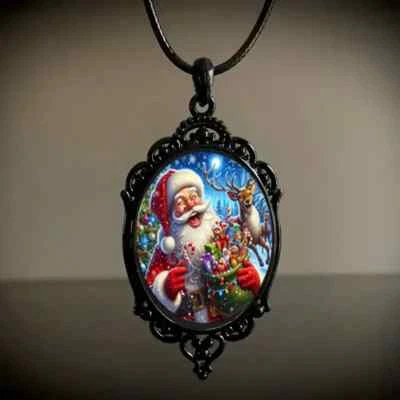 Рождественский праздник тематический Санта олень подвеска ожерелье - Изображение 1 из 4