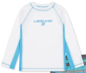 Laguna Sundown Swim Top Little Boys 7 White/Sky Blue Crew Neck Long Sleeve - Picture 1 of 14
