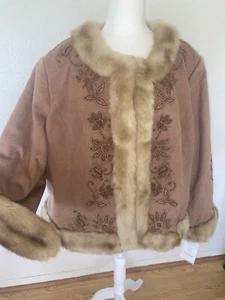 Pamela McCoy Schurwolle Kaschmir Mischung Kunstfell Jacke hellbraun 1X 2X Maße lesen - Bild 1 von 11