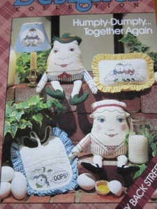 Humpty-Dumpty Cross Stitch Patterns Dolls Baby Pillow Bib MORE! Nursery Rhyme - Picture 1 of 7