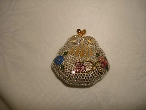 Unique Judith Leiber Purse With Multi Stones Crystals Pillbox Trinket Box Gold - Picture 1 of 11