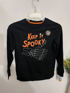 Cat & Jack S 6/7 Black Keep It Spooky Skeleton Glow In Dark T Shirt NWT - Picture 1 of 5