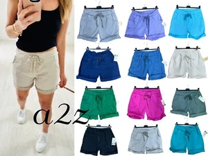 Women Ladies Magic Shorts Front Pockets Italian Hot Pants Summer Turn Up Crop - Picture 1 of 22