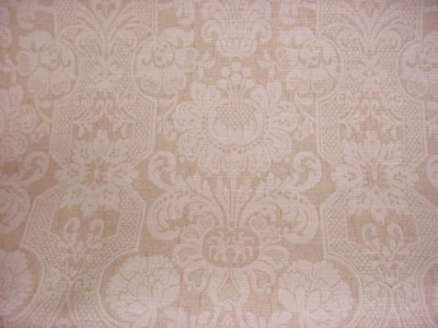 2Y Lee Jofa 990132 Croome Damask Bone Printed Scroll Linen Upholstery Fabric - Image 1 of 4