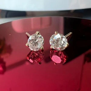 Ohrstecker 14 Karat Gelbgold rund Diamant - Bild 1 von 4