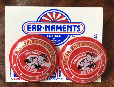 Cincinnati Reds Earrings Major World Series Champions 1990 Official NBA Basebal Cover