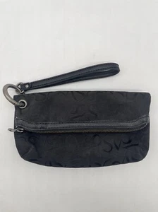 Simply Vera Wang Wristlet Wallet Black Magnetic Fold Over Clutch VS Monogram - Picture 1 of 5