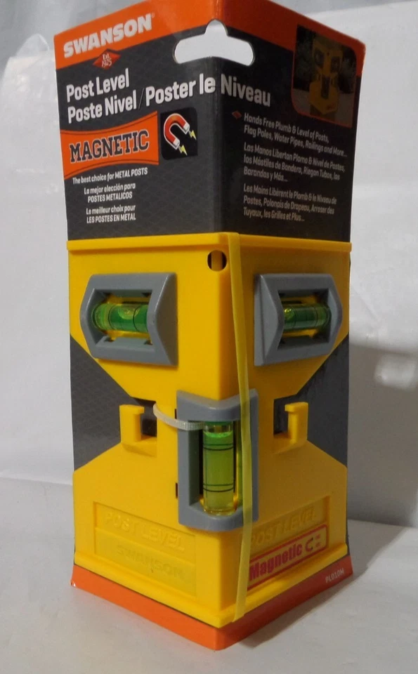 Swanson Tool Co. Magnetic Post Level with Elastic Band, Yellow Composite, Model  - Image 1 of 4