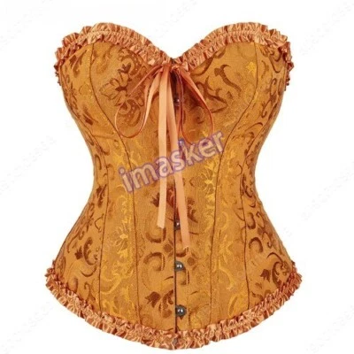Corsets Bustier Lace Trim Plus Size Waist Body Shaper White Corset Floral Gothic - Image 1 of 4