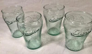 4 6 OUNCE GREEN GLASS COCA COLA / COKE ADVERTISING SODA FOUNTAIN STYLE GLASSES - Picture 1 of 3