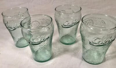 4 6 OUNCE GREEN GLASS COCA COLA / COKE ADVERTISING SODA FOUNTAIN STYLE GLASSES - Image 1 of 3